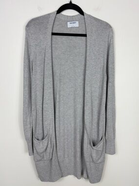 Old Navy Cardigan Sweater Women’s Size Medium Light Gray Cotton
